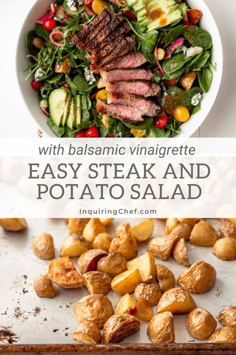 Steak And Potatoes, Hearty Salads, Summer Meals, Steak Salad, Salad Recipes For Dinner, Fast Easy Meals, Fresh Color, Lunch Salads, Balsamic Vinaigrette