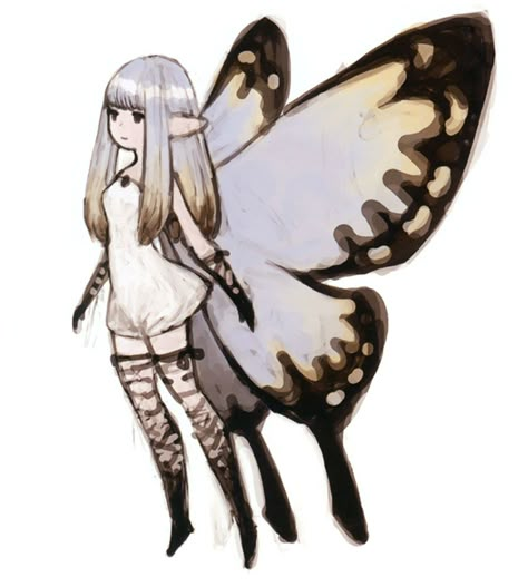 Airy Bravely Default, Bravely Default Art, Butterfly Character, Bravely Second, Akihiko Yoshida, Bravely Default, Monster Girls, Poses References, Square Enix