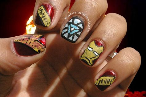 Iron Man by ~FatimattiDesigns on deviantART Iron Man Nails Designs, Man Nail Art Designs, Ironman Nails, Iron Man Nails, Man Nail Art, Avengers Nails, Man Nails, Nail Art Easy, Iron Man Wallpaper