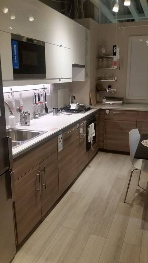 Ikea kitchen 2015 Poland brown wood white Polylac Kitchen, Ideas With Wood, Kitchen Measurements, Kitchen Decor Ideas, Kitchen White, Wood Kitchen Cabinets, Kitchen Design Ideas, Ikea Kitchen, Wood Cabinets