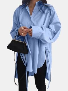 ZANZEA Solid Pocket Button Lapel Long Sleeve Maxi Shirt Casual Dress Shopping Online - NewChic Mobile Fashion Trousers, Style 2023, Dresses Style, Business Style, Mini Robes, Sleeves Clothing, Business Formal, Moda Vintage, Lace Shirt