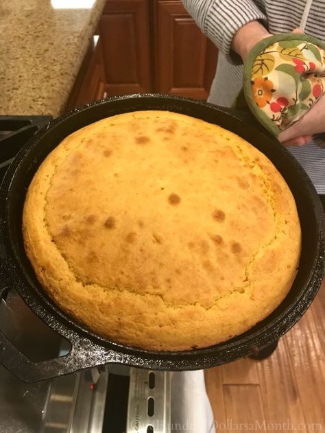 Mrs. Hillbilly's Favorite Southern Skillet Cornbread Recipe - One Hundred Dollars a Month Hillbilly Recipes, Sweet Tamales, With Cornbread, Skillet Cornbread, Tamale Pie, Southern Cornbread, Cornbread Recipe, Cornbread Mix, Prepared Food