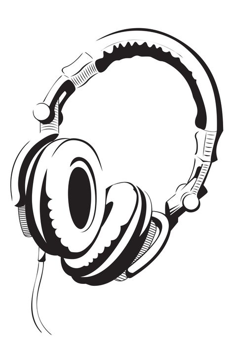 Headphones Tattoo, Headphones Drawing, Music Silhouette, Easy Drawings For Beginners, Dj Headphones, Headphones Design, Boom Box, Tshirt Printing Design, Music Tattoos