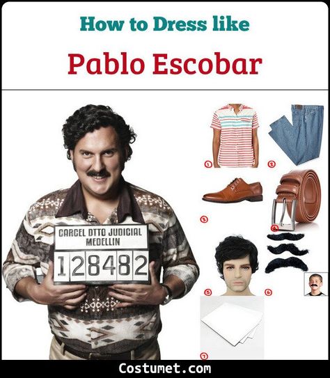 Pablo Escobar Halloween Costume, Pablo Escobar Costume, Pablo Emilio Escobar, Kid Halloween, Party Outfit Men, Man Outfit, Button Down Polo, Costume For Halloween, Pablo Escobar