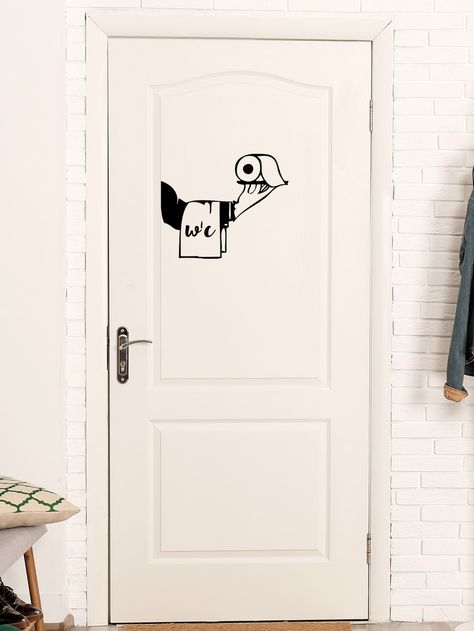 Black  Collar  PVC   Embellished   Home Decor Funny Metal Signs, Deur Sticker, Bathroom Door Handles, Toilet Door Sign, Hand Pattern, Taurus Tattoos, Black Toilet, Toilet Door, Door Sticker