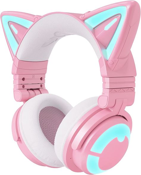 YOWU RGB Cat Ear Headphone 3G Wireless 5.0 Foldable Gaming Pink Headset with 7.1 Surround Sound, Built-in Mic & Customizable Lighting and Effect via APP, Type-C Charging Audio Cable -Pink Pink Headset, Cat Ear Headset, Cat Headphones, Ps4 Headset, Wireless Gaming Headset, Best Headphones, Headphone With Mic, Gaming Headphones, Audio Headphones