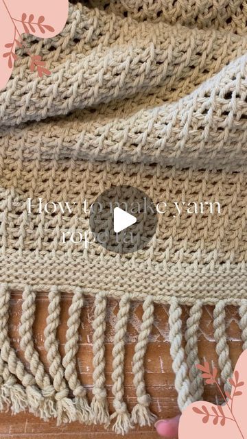 Julie Bonner on Instagram: "Have you made yarn rope tassels before? They may take a while, but they are oh so worth it! Check out our Ava blanket pattern, which features gorgeous rope tassels and a no curl Tunisian crochet stitch. #icancrochetthatshop #tunisiancrochetblankets #tunisiancrochetcommunity #tunisianpattern #tunisiancrochetersofinstagram #tunisiancrochet #icancrochetthatpattern #icancrochetthat #crochet #crochetpattern #throwpattern #crochetblanket #blanketpattern #crochetthrow" Tunisian Crochet Bulky Yarn, Crochet Linen Stitch Chevron, Tunisian Crochet Smock Stitch, How To Keep Tunisian Crochet From Curling, Tunisian Crochet Stitches, Crochet Throw, Tunisian Crochet, Blanket Pattern, Crochet Stitches