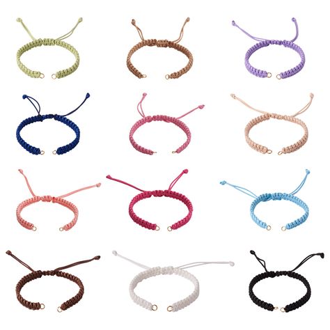 8/12Pcs Gradient Color Adjustable Braided Segment Dyed Nylon Bracelets for DIY Connector Charm Link Diy Friendship Bracelet, Jewelry Making Bracelet, Braided Bracelet, Woven Bracelets, Sewing Art, Cord Bracelets, Braided Bracelets, Crochet Jewelry, Scrapbook Crafts