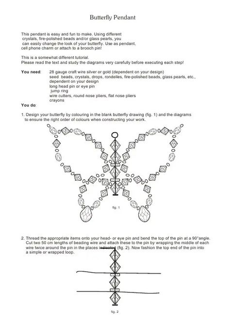 Butterfly Pendant for blog.pdf - Google Drive Beaded Butterfly Tutorial, Beaded Butterfly Patterns, Braiding Crafts, Beaded Butterflies, Bead Butterfly, Sellable Crafts, Chinese Knots, Diy Necklace Patterns, Beaded Necklace Tutorial