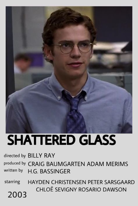 Glass Movie Poster, Shattered Glass Movie, Hayden Christensen Movies, Glass Movie, Best Documentaries On Netflix, Movie Lists, Joker 2019, Movies To Watch Teenagers, Movie Edits