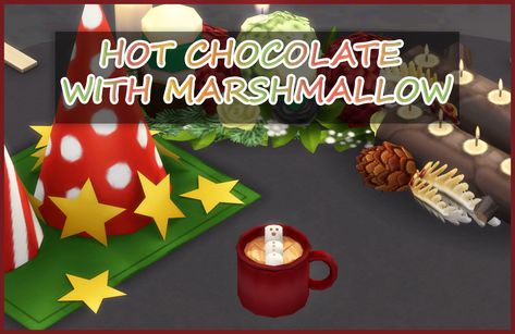 Sims Cc Food, Sims 4 Food Mod, Sims4 Food, Marshmallow Drink, Foods To Make At Home, Sims Food, Marshmallow Chocolate, Marshmallow Snowman, Sims 4 Kitchen