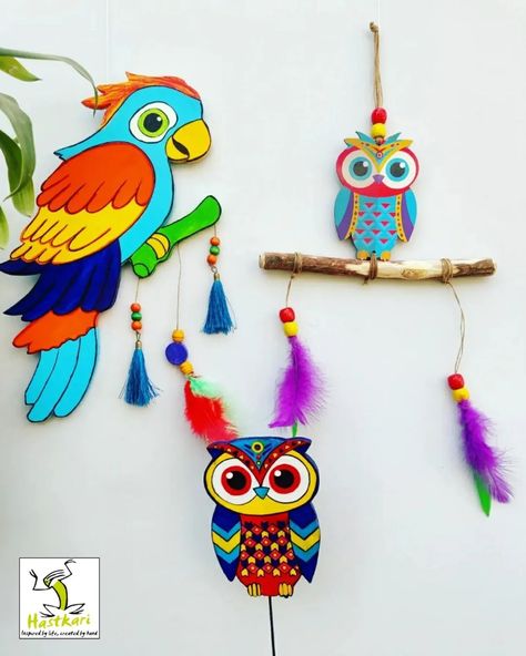 Craft Work With Waste Material, Newspaper Crafts Diy, Diy Wall Art Decor, Hand Crafts For Kids, Art Decor Diy, Animal Crafts For Kids, Wall Hanging Crafts, Bird Crafts, Cute Picture