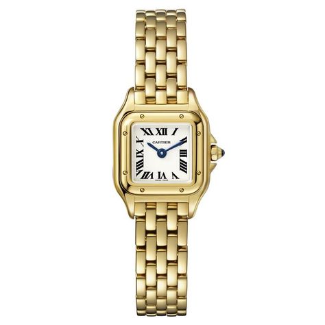 Panthere Watch, Cartier Gold, White Dial Watch, Cartier Panthere, How To Look Rich, Cartier Watch, Gold Alloys, Yellow Gold Bracelet, Gold Case