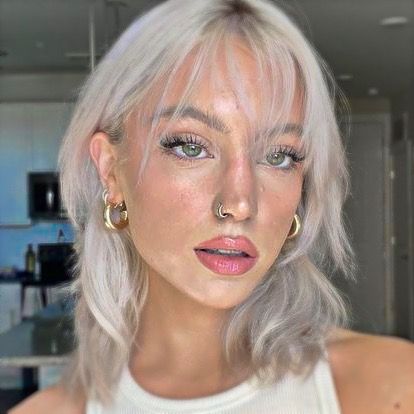 Riley Hubatka, Blonde Hair With Bangs, Blonde Hair Inspiration, Wolf Cut, Alternative Hair, Platinum Blonde Hair, Short Hair Haircuts, Short Hair With Bangs, Short Blonde Hair