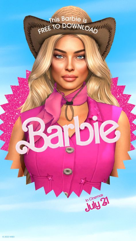 BARBIE (Sim) is now available for FREE at my patreon https://www.patreon.com/jadosims Marilyn Monroe Pink Dress, Dream House Movie, Marilyn Monroe Dress, Makeup Cc, Sims 4 Anime, Nose Contouring, Celebrity Skin, Barbie Hair, Sims4 Clothes