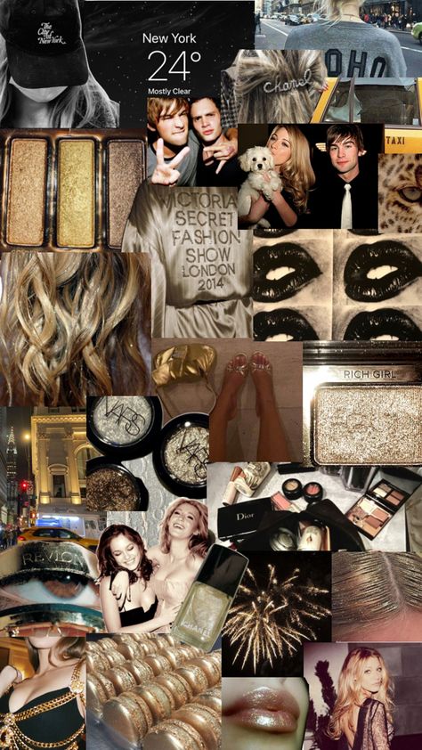 gossip girl vibes collage Gossip Girl Vibes, Gossip Girl, Collage, Gold