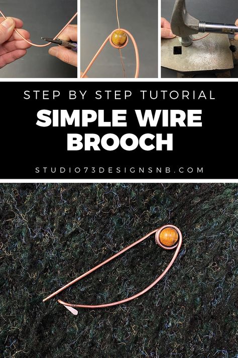 Diy Wire Brooch, Wire Wrapping For Beginners, Fibula Brooch, Diy Wire Wrapping, Wire Brooch, Brooch Tutorial, Wrapping Tutorial, Wire Wrapping Tutorial, Wire Wrapping Diy