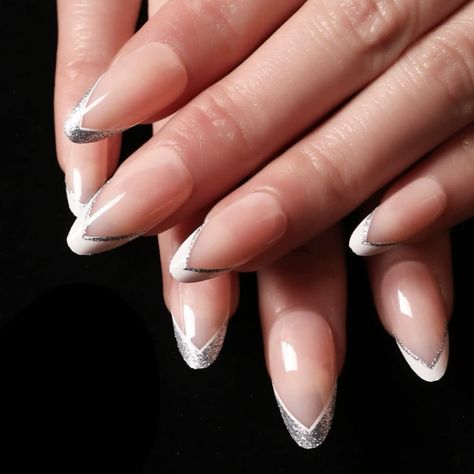 Magrace Press on Nails Long Square French Fake Nails False Nails with Designs Rhinestone 24 pcs Stick on Nails for Women (A-6) Nails French Tips, Nails Medium Almond, White French Nails, Press On Nails Medium, Medium Almond, Nails Medium, Nails For Women, Nails French, French Tips