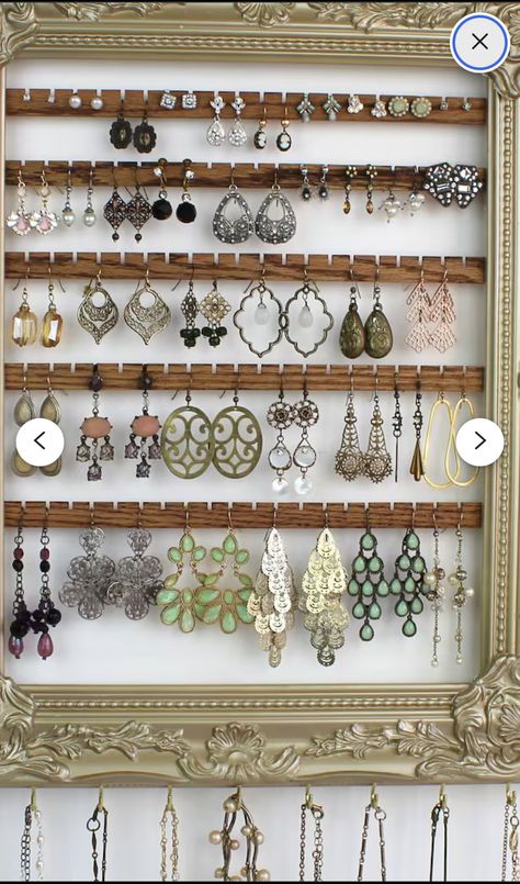 Organising Earrings, Bracelet Storage Ideas, Earring Storage Ideas, Creative Jewelry Storage, Stud Earring Storage, Organizing Jewelry, Earrings Storage, Bracelet Storage, Diy Jewelry Display