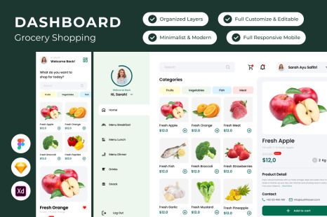 FreshCart - Grocery Dashboard V2 Modern Dashboard, Open Source Fonts, Grocery Market, Yellow Images, Dashboard Design, Diamond Free, Streetwear Men, Ui Kit, For Desktop