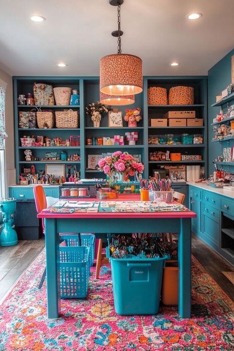 Craft Reading Room, Craft Shed Interior Ideas, Art Studio Aesthetic, Jan Brady, Craft Room Ideas, Craft Closet Organization, Beautiful Office Spaces, Sewing Room Inspiration, Arts And Crafts Storage