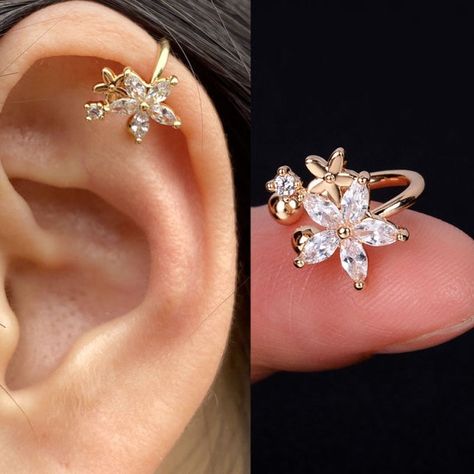 Piercing Women, Piercing Clip, Crystal Ear Cuff, Faux Piercing, Earrings Model, Fake Earrings, Outer Design, Cuff Earring, Piercing Earrings