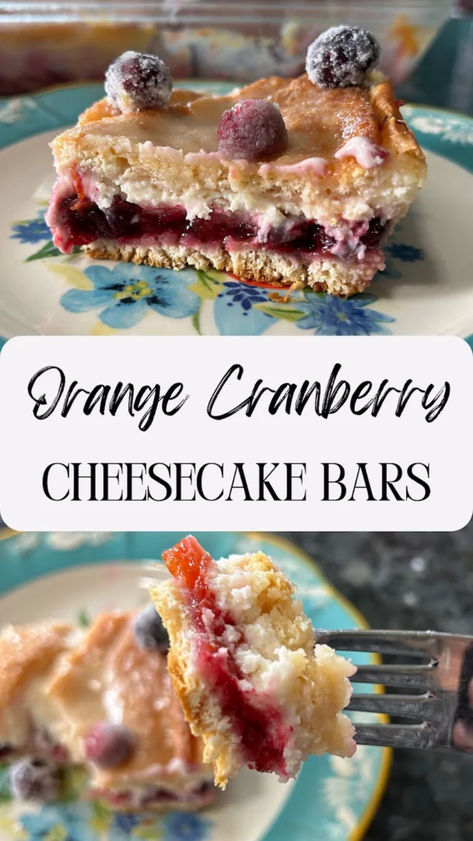 You're gonig to love making these simple but delicious Orange Cranberry Cheesecake Bars! Cranberry Orange Desserts, Cranberry Orange Cheesecake, Orange Desserts, Using Crescent Rolls, Cranberry Cheesecake Bars, Strawberry Cheesecake Bars, Caramel Delights, Cranberry Cheesecake, Cream Cheese Crescent Rolls