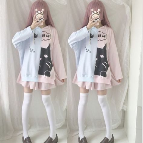 69d658d0b2859e32cd4dc3b970c8496cdesc53132725ri Cartoon Hoodie, Estilo Harajuku, Harajuku Fashion Street, Pastel Goth Fashion, White Tights, Japanese Kawaii, Crop Top Hoodie, Kawaii Cartoon, Kawaii Fashion Outfits