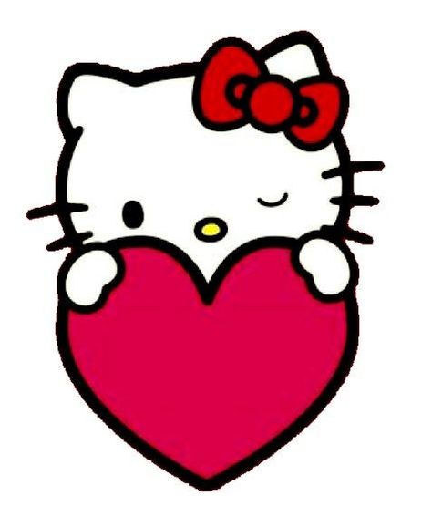 Hello Kitty Blowing Kiss, Holding Heart Drawing, Hello Kitty Holding Heart, Heart Drawing Easy, Hello Kitty With Heart, Hearts Hello Kitty, Drawing Hello Kitty, Hello Kitty Heart, Valentines Toppers