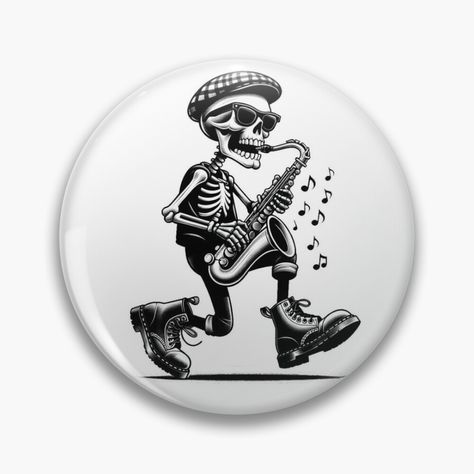 Playing Saxophone, Sleeve Ideas, Sleeves Ideas, Buttons Pinback, Skeleton, Tattoo Ideas, Berlin, Tattoos, For Sale