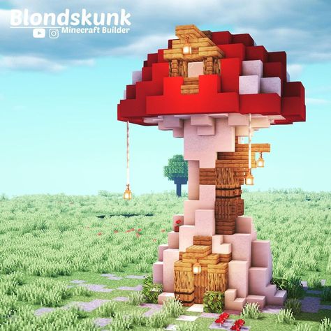 Tiny Mushroom House Minecraft, Mushroom Enchanting Room Minecraft, Minecraft Building Ideas Mushroom House, How To Build A Mushroom House Minecraft, Mushroom Hut Minecraft, Mushroom Build Minecraft, Minecraft Big Mushroom, Mc Mushroom House, Minecraft Gnome House