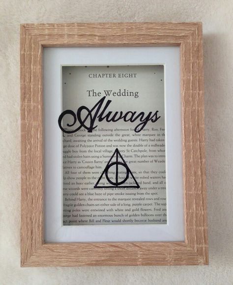 Framed Book, Harry Potter Bridal Shower, Harry Potter Wedding Theme, Harry Potter Book, Harry Potter Deathly Hallows, Theme Harry Potter, Harry Potter Wedding, Harry Potter Decor, Frame Diy