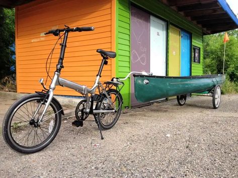 10 Free DIY Bike Trailer Plans | How to Build a Bike Trailer Canoe Trailer Ideas, Trailer For Motorcycle, Kayak Bike Trailer, Kayak Hacks, Canoe Trailer, Bigfoot Drawing, Canoe Storage, Diy Bicycle, Bike Trailer Hitch