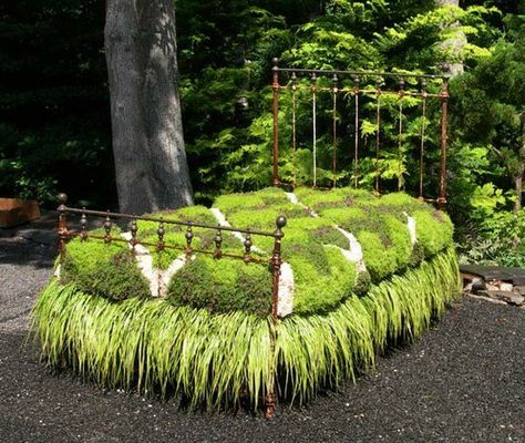 12 wacky and wonderful garden decorations, gardening, repurposing upcycling, Photo via Inspire Bohemia Patio Pergola, Garden Wallpaper, Moss Garden, The Secret Garden, Shade Garden, Dream Garden, Garden And Yard, Garden Bridge, Flower Beds