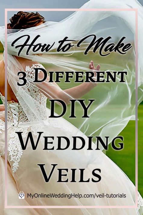 How to make three different kinds of wedding veils. 1) Blusher veil with a comb. 2) Cathedral veil with removable tier, and 3) Birdcage veil. Look for the step-by-step instructions and videos on the MyOnlineWeddingHelp.com blog. Veil Tutorial, Veil Diy, Diy Wedding Veil, Wedding Planning Help, Different Wedding Ideas, Drop Veil, Veil Styles, Blusher Veil, Wedding Help