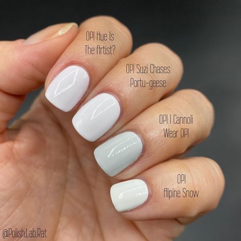 OPI on Instagram: “1, 2, 3, or 4? 1. #HueIsTheArtist 2. #SuziChasesPortugueese 3. #ICannoliWearOPI 4. #AlpineSnow By: @polish.lab.rat #OPIObsessed…” Opi White, Marshmallow Nail Polish, Whiter Whites, Essie Marshmallow, Sheer Nail Polish, Opi Nail Polish Colors, Sheer Nails, Opi Nail Colors, Natural Nail Designs