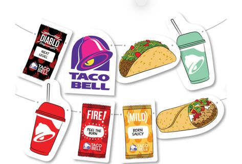 Taco Bell Birthday, Taco Bell Party, Best Birthday Party Ideas, Birthday Party Ideas Themes, Dorito Taco, Birthday Party Ideas For Boys, Taco Birthday, Starbucks Party, Printable Banner Template