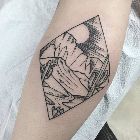 Geometric Desert Tattoo, Desert Tattoo, Arizona Tattoo, Sweet Tattoos, Line Work, Triangle Tattoo, Arizona, Tattoos, On Instagram