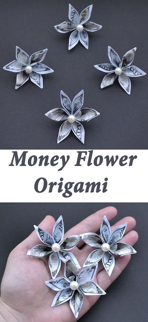 Money Gift Ideas With Flowers, Money Flower Leis For Graduation, Folding Dollars Into Flowers, Money Lei Flower, How To Make A Flower Out Of A Dollar Bill, How To Make Butterflies Out Of Money, Graduation Money Bouquet Diy, Money Lei Ideas, Diy Money Flowers How To Make