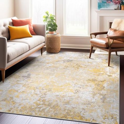 Yellow Rug Living Room, Kitchen Area Rugs, Rug Gallery, Kitchen Area, Yellow Rug, Exquisite Rugs, Abstract Rug, Modern Chic, Accent Rugs