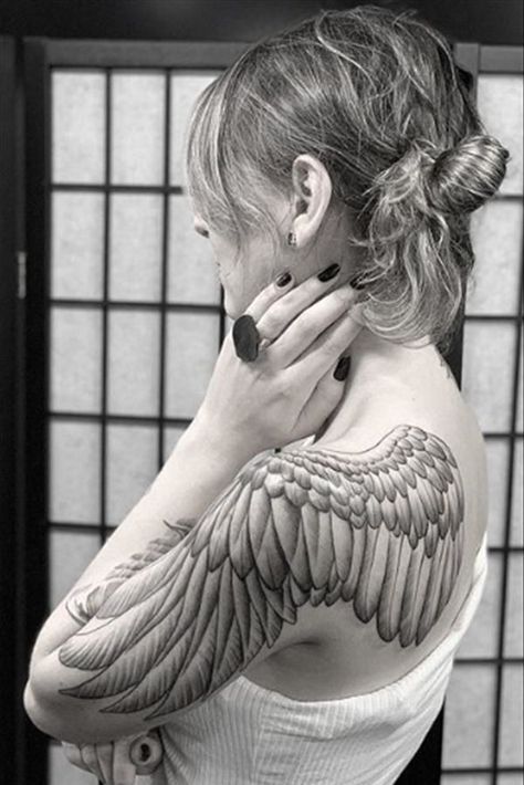 Angel Wings Tattoo Shoulder, Angel Wings Tattoo Forearm, Phoenix Wings Tattoo, Wing Tattoo On Shoulder, Wing Tattoo Arm, Angel Wing Tattoos, Angel Wings Tattoo On Back, Angel Wing Tattoo, Wing Tattoos On Back