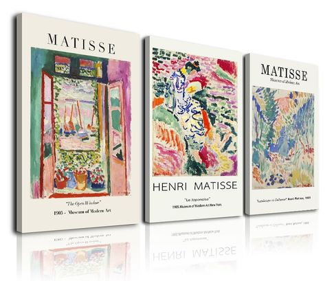 PRICES MAY VARY. 【Framed Matisse Wall Art】The size of the Matisse poster set is: 12x16inch (30x40cmx3pcs). This vintage Matisse wall art is one of the most popular trends now. The beige poster for room aesthetic is ideal for aesthetic room decor. The vintage Matisse gallery wall art is also the best choice for Housewarming gifts or gallery decoration. 【High-quality Canvas Wall Art】The framed wall art is printed on premium quality canvas and using the finest fade-resistant ink, which will not fad Matisse Kunst, Floral Rainbow, Matisse Prints, French Floral, Matisse Art, Nature Plants, Abstract Landscape Painting, Plant Illustration, Abstract Art Prints