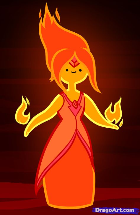 Fire Cartoon Character, Flame Princess Drawing, Cartoon Network Characters Drawings, Adventure Time Fire Princess, Tv Cartoon Characters, Princesa Llama, Adventure Time Flame Princess, Fire Princess, Adventure Time Princesses