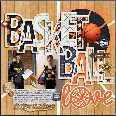 Basketball Scrapbook Layouts, Basketball Scrapbook, Scrapbooking Alaska, Scrapbooking Sports, Friend Scrapbook, Scrapbook Design Layout, Scrapbook Design, Senior Ideas, Yearbook Ideas