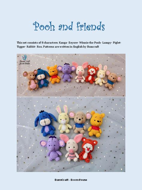 Amigurumis Crochet Mini Figures, Disney Crochet Patterns, Amigurumi Minta, Pooh And Friends, Crochet Mignon, Confection Au Crochet, Crochet Disney, Pola Amigurumi, Crochet Animals Free Patterns