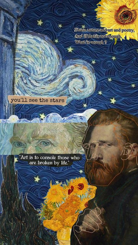 Van gogh wallpaper Arte Wallpaper, Van Gogh Style Wallpaper, Van Gohn Paint Wallpaper, Van Gogh And Sunflowers, Sunflower By Van Gogh, Vangoh Arts Sunflower, Van Gogh Wallpaper, Van Gogh Art, Phone Wallpaper Patterns