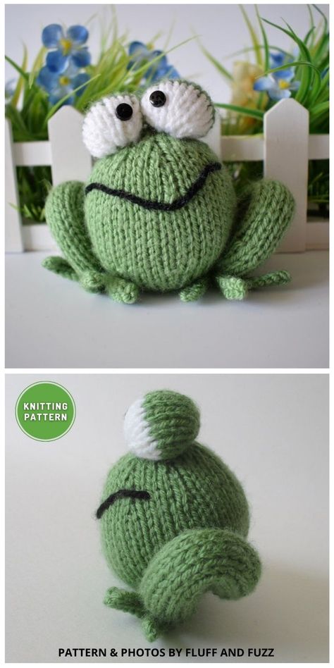 Knitted Frogs Patterns, Knitted Frog Pattern Free, Frog Knitting Pattern Free, Frog Knitting Pattern, Frog Knitting, Knitted Frog, Addi Knitting Machine, Dog Beanie, Knitted Toys Free Patterns