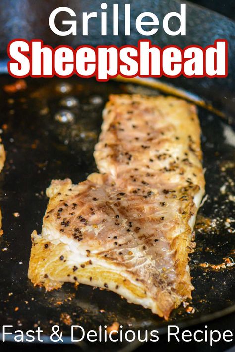 This is a super simple recipe to Grill Sheepshead (Poor Man's Lobster). With a garlic butter topping, this recipe will have you coming back time and time again! via @kitchen laughter Sheepshead Recipe, Sheepshead Fish Recipe, Poor Man's Lobster, Sheepshead Fish, Seafood Lunch, Grilled Fish Recipes, Beef Tips, Grilled Fish, Simple Recipe