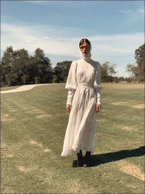 Ethel Cain Costume, Ethel Cain Dress, Methodist Aesthetic, Southern Gothic Dress, Ethel Cain Aesthetic Outfits, Ethel Cain Preachers Daughter, Southern Gothic Ethel Cain, Golden Age Ethel Cain, Preacher's Daughter Ethel Cain