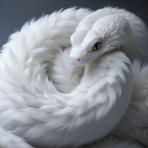 Feather Boa 🐍❤️ Magical Creatures Aesthetic, Dragon Mythical Creatures, Feathers Aesthetic, Cool Mythical Creatures, Fantasy Pets, Imaginary Animals, Feathered Dragon, Feathered Serpent, Fantastical Creatures